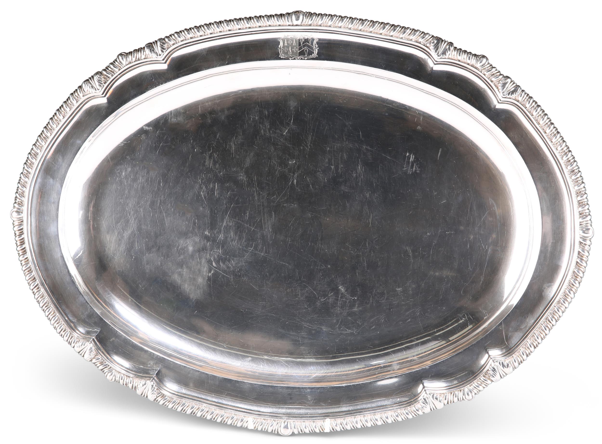 A GEORGE III LARGE SILVER MEAT DISH