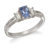 A SAPPHIRE AND DIAMOND RING