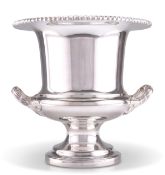 A LARGE SILVER-PLATED CAMPANA-FORM WINE COOLER