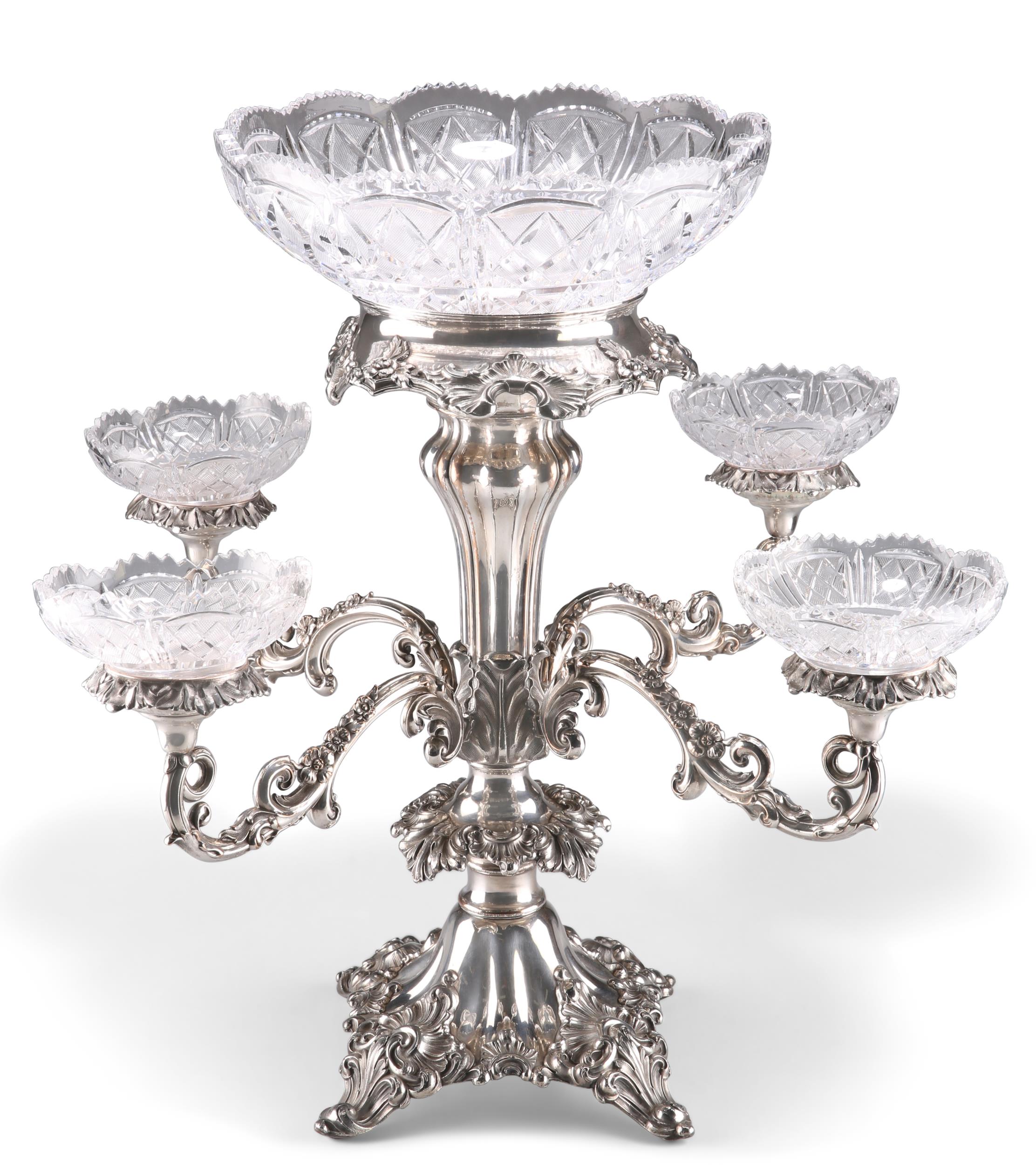 A FINE 19TH CENTURY SILVER-PLATED CENTREPIECE