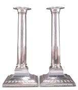 A PAIR OF OLD SHEFFIELD PLATE CANDLESTICKS, CIRCA 1770
