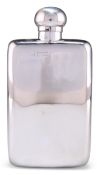 A GEORGE V LARGE SILVER HIP FLASK