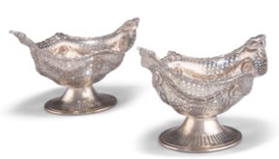 A PAIR OF VICTORIAN PIERCED SILVER BON-BON BASKETS