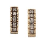 A PAIR OF 9 CARAT GOLD DIAMOND HOOP EARRINGS