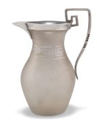 A VICTORIAN GRECIAN REVIVAL SILVER-MOUNTED GLASS PITCHER