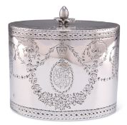 A GEORGE III SILVER TEA CADDY