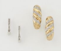 TWO PAIRS OF DIAMOND EARRINGS