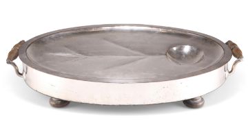 A VICTORIAN LARGE SILVER-PLATED VENISON DISH