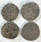 4x Edward I (1272 - 1307) long-cross silver pennies