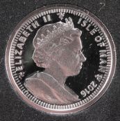 Isle of Man, 2016 platinum proof quarter noble. .9995 platinum, 7.75 g. Bust of Elizabeth II