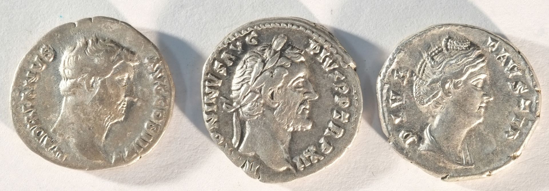 3x Antonine silver denarii consisting of: Hadrian (117 - 138 CE)