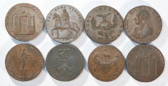 8x 18th century provincial tokens