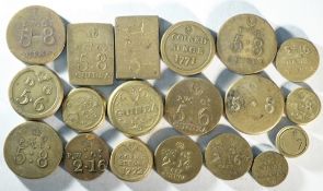 A collection of 19x coin weights, 18th century consisting