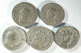 5x silver antoninianii of Valerian I (253 - 260 CE)