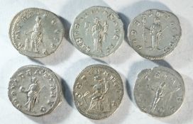 6x silver antoninianii of Gordian III (238 - 244 CE)