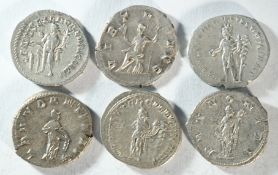 6x silver antoninianii of Trajan Decius (249 - 251 CE)