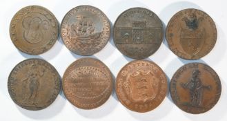 8x 18th century provincial tokens
