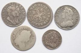 A group of 5x "maundy type" silver coins