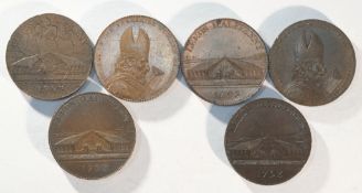 6x 18th Century provincial Yorkshire, Leeds halfpenny tokens