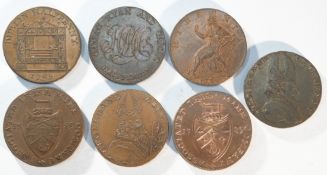 Ireland, 7x 18th century provincial tokens