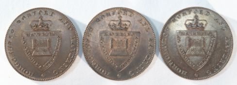 3x Essex, Hornchurch 18th century provincial tokens