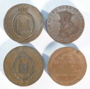 4 x 18th century provincial tokens consisting of: Suffolk, Blything 1794 halfpenny, DH19, Good