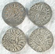 4x Henry III (1216 - 1272) voided long-cross silver pennies