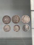George II (1727 - 1760), 6x silver coins