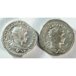 2x Elagabalus (218 - 222 CE) silver antoninianii