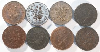 Scotland, 8x 18th century provincial Inverneshire, Inverness halfpenny tokens