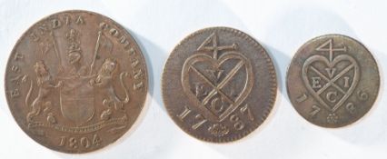 East India Company, 3x Sumatra coins