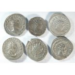 6x silver antoninianii of Gallienus (253 - 268 CE) consisting of reverse types: LAETITIA AVGG, PM TR