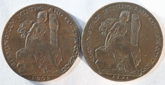 2x Warwickshire, Birmingham Mining Company 18th century provincial tokens