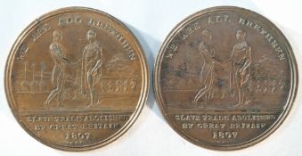 2x abolition of the slave trade copper medals
