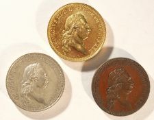 3x George III (1760 - 1820) recovery from illness medals