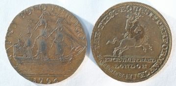 2 x 18th century provincial tokens