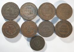 9x 19th century provincial tokens