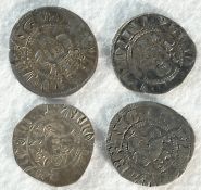 4x Edward I (1272 - 1307) long-cross silver pennies