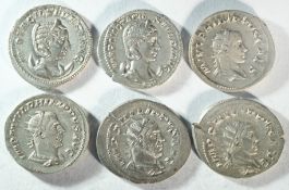 6x silver antoninianii consisting of: 2x Philip I (244 - 249 A.D.)