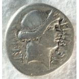 Julius Caesar silver denarius.