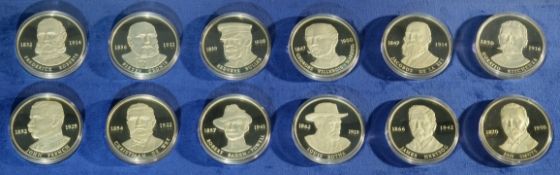 SOUTH AFRICAN HISTORICAL MINT, SET OF TWELVE 18CT GOLD MEDALS
