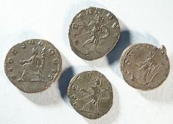 A collection of 4x AE Antoninianii of Aureolus (268 CE) in the the name of Postumus