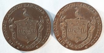 2x Hertfordshire, Bishops Stortford, 1795 halfpence tokens