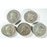 Ancient Roman, 5x Gordian III (238 - 244 CE) silver antoninianii