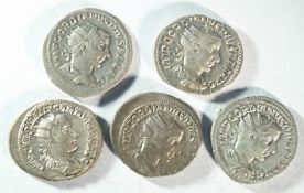 Ancient Roman, 5x Gordian III (238 - 244 CE) silver antoninianii