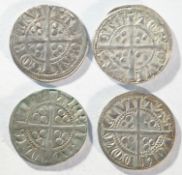 4x silver pennies of Edward I - Edward III (1272 - 1377)