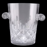 A CARTIER GILLES CRYSTAL ICE BUCKET, with hobnail decoration and scroll handles, marked to base.