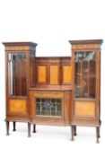 A FINE EDWARDIAN INLAID MAHOGANY AND SATINWOOD VITRINE, SIGNED ROBSON & SONS, NEWCASTLE-UPON-TYNE,