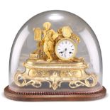 A 19TH CENTURY FRENCH GILT-METAL MANTEL CLOCK, SIGNED HRY MARC, PARIS,ÿthe white enamel dial with