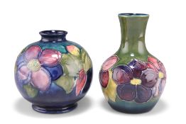 A MOORCROFT POTTERY VASE, globularÿform with a flared neck, 'Clematis' pattern, tubelined and hand-